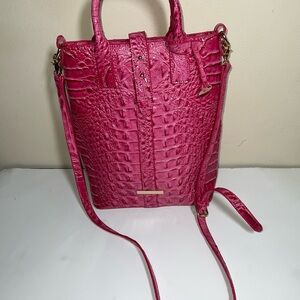 Pink Crocodile-Embossed Women's Bag